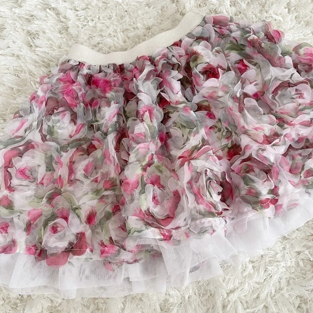 Girls texture floral skirt